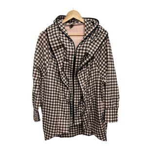 MYMO My Movement Double Zipper Hooded Pink Black Gingham Plaid Jacket Size XL